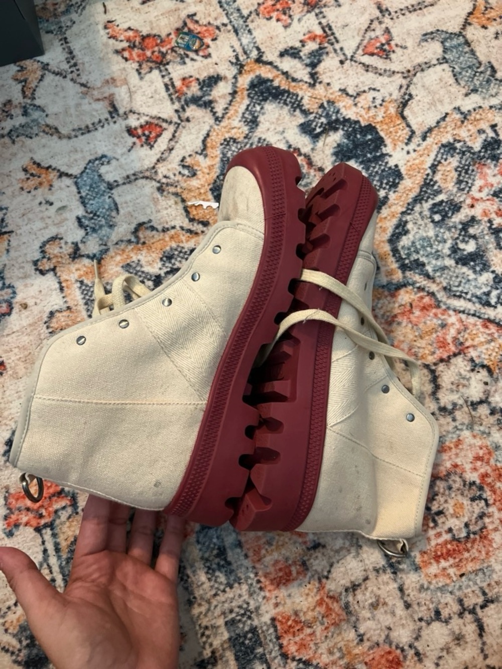 Urban Outfitters High-Top Sneakersr with Burgundy Platform Sole